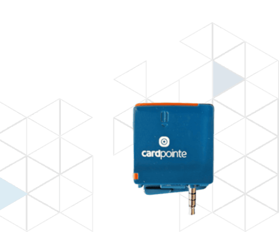 Blue CardPointe Reader with headphone jack, ideal for POS payment processing solutions.