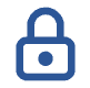 A blue padlock icon symbolizing secure POS systems for credit card processing.