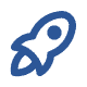 A blue rocket icon representing merchant services and payment gateway POS systems.
