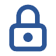 Blue padlock icon symbolizing secure POS system in credit card payment processing.