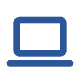 Laptop icon with blue outline on white, depicting POS system and payment gateway.