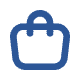 A blue shopping bag icon on white represents POS system payment processing.