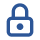 Blue padlock icon for secure payment gateway and credit card processing.