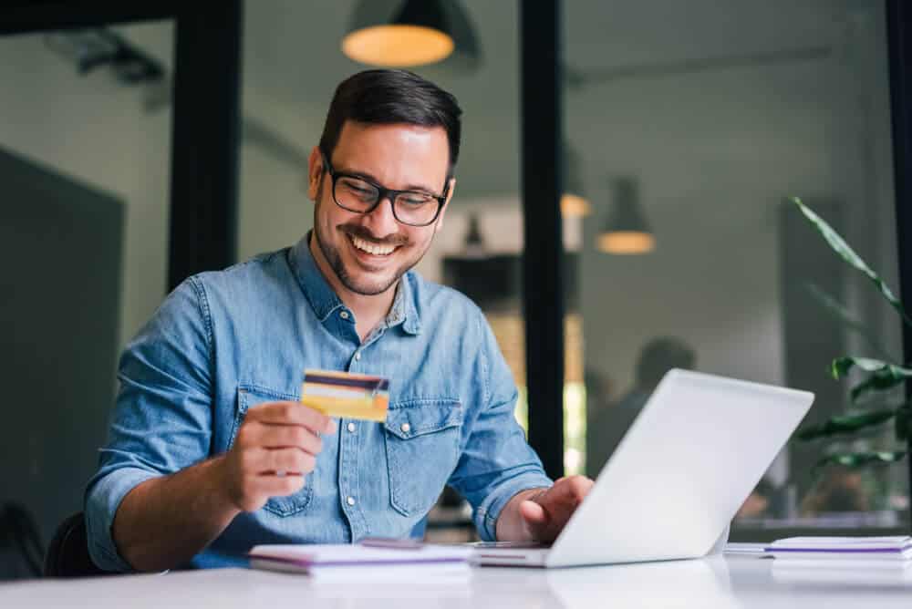 A business owner making an online purchase