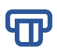 Blue ATM slot icon with card, symbolizing seamless POS payment solutions.