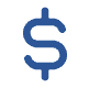 Blue dollar symbol on white, representing payment processing and POS systems.