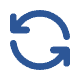 Refresh symbol with blue arrows, representing payment solutions and processing.