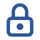A blue padlock icon symbolizing secure merchant services and POS systems.