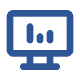 Monitor icon with bar graph, depicting POS system and merchant services data.