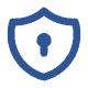 Blue shield icon with keyhole, symbolizing secure payment processing solutions.