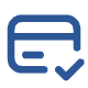 Blue icon of a card with a checkmark, symbolizing verified payment solutions.