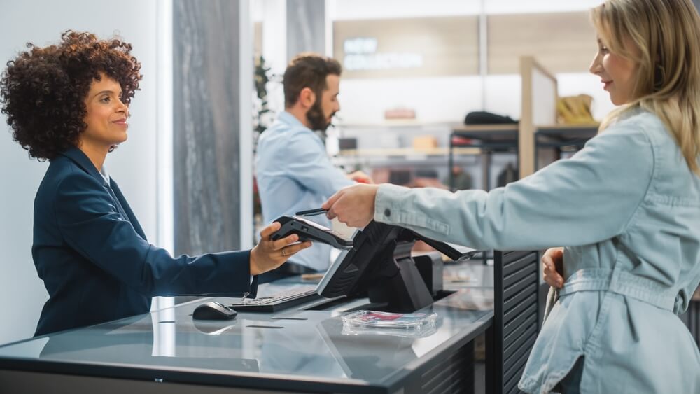 Customer uses Clover Go point of sale system.